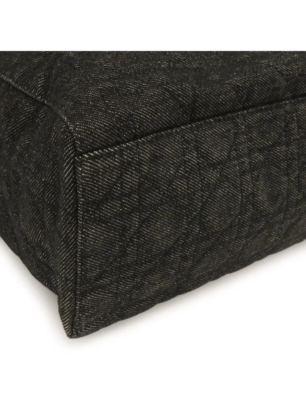 Dior Cannage Tote 2-Way Shoulder Bag Denim Black Silver